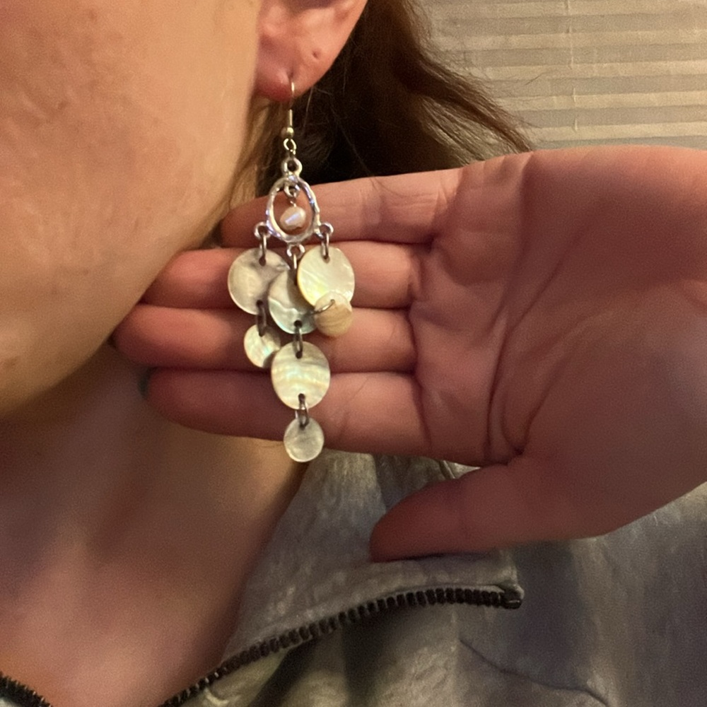 Silver dangle statement earrings - Picture 2 of 2